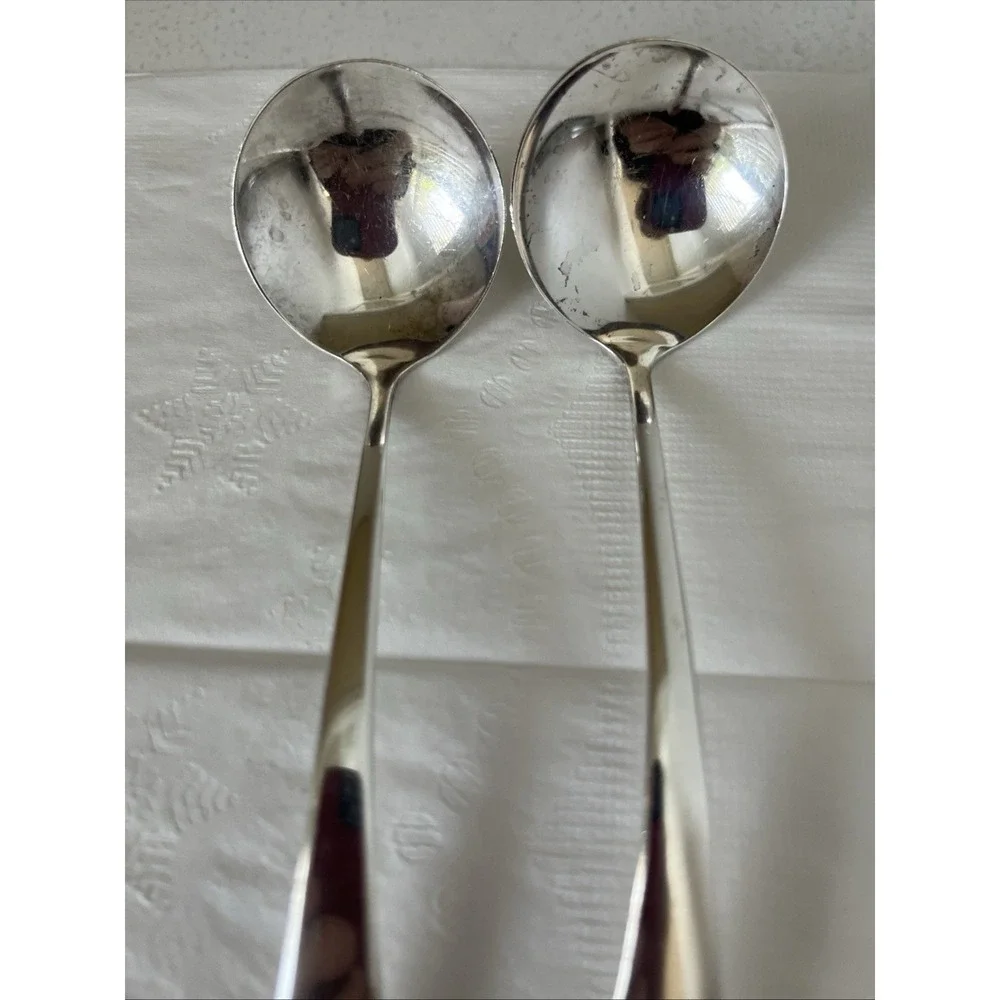 2 Antique Weidlich Stratfield Sterling Silver Soup Spoon 1930's
